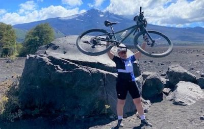 Julie Hunter Cycling on the  tour with redspokes